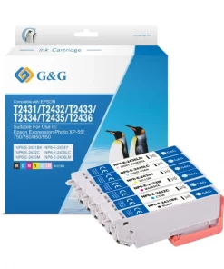C13T24384011 / 24XL - cartouches qualité premium compatible Epson - multipack 6 couleurs : noire, cyan, magenta, jaune