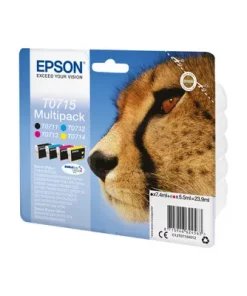 Epson T0715 Guépard - Pack de 4 - noir, cyan, magenta, jaune - cartouche d'encre de marque