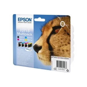Epson T0715 Guépard - Pack de 4 - noir, cyan, magenta, jaune - cartouche d'encre de marque