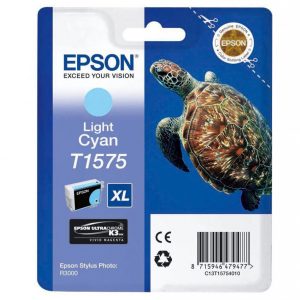 EPSON Cartouche Tortue T1575 Encre UC K3 VM Cyan clair 25,9ml