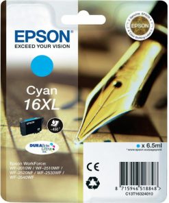 EPSON Cartouche Stylo à plume 16XL Encre Durabrite Cyan XL 6,5ml