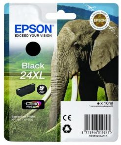 EPSON Cartouche Eléphant 24XL Encre Claria Photo HD Noir 10ml