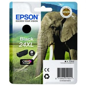 EPSON Cartouche Eléphant 24XL Encre Claria Photo HD Noir 10ml
