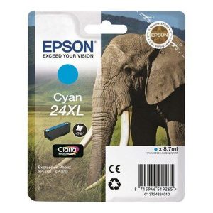EPSON Cartouche Eléphant 24XL Encre Claria Photo HD Cyan 8,7ml