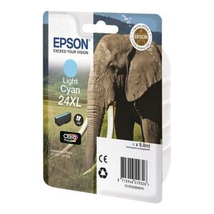 EPSON Cartouche Eléphant 24XL Encre Claria Photo HD Cyan clair 9,8ml