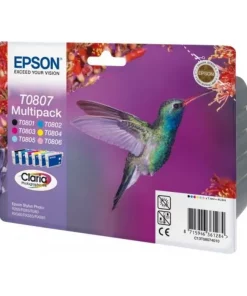 C13T08074011 / T0807 - cartouches de marque Epson - multipack 6 couleurs : noire, cyan, magenta, jaune