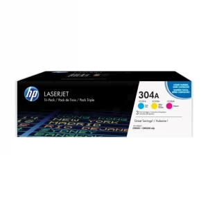 CF372AM / 304A - toners de marque HP - multipack 3 couleurs : cyan, magenta, jaune